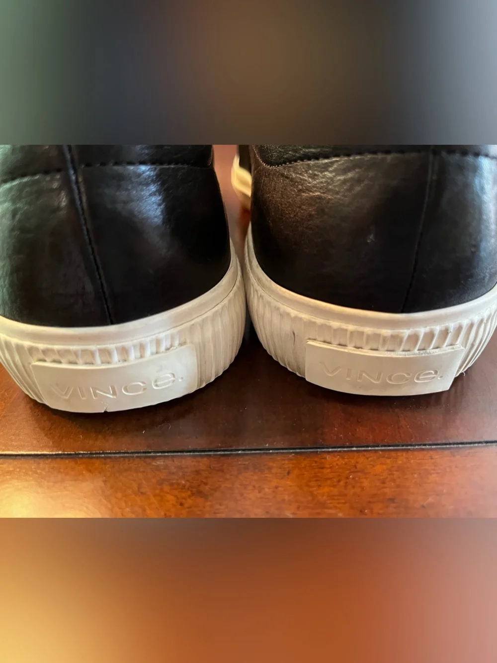Vince Black Leather Slip On Loafers